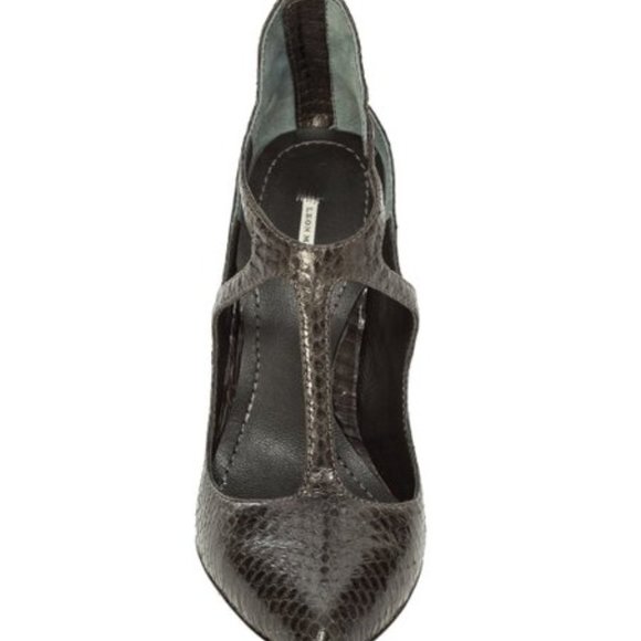 NWT Leon Max | Charcoal Tucker Snakeskin Leather Pump -  8 - Picture 4 of 11